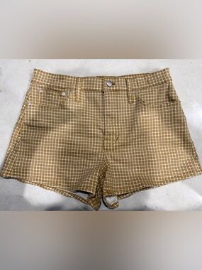Madewell Yellow and White Gingham Waistband Shorts